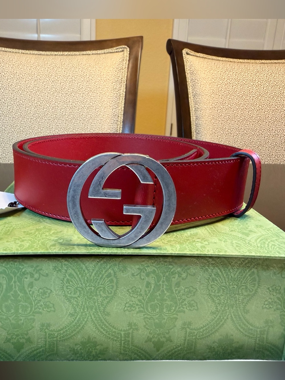 New Gucci GG Logo Belt Red Size 38 / 95 cm Fits a Waist 34 - 38 - Picture 2 of 13